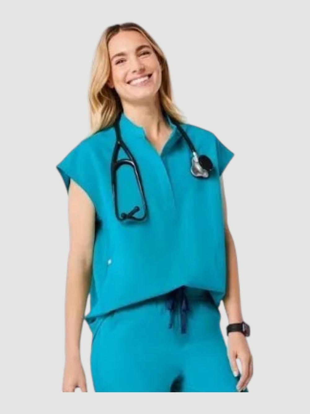 Figs Teal Rafaela Oversized Scrub Top